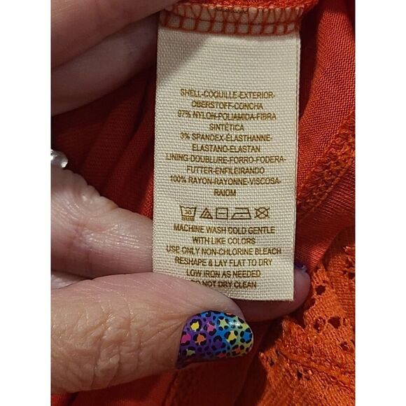 Free People Womens Daisy Godet Lace Mini Dress Red Coral Floral Boho | S | EUC - Picture 8 of 12